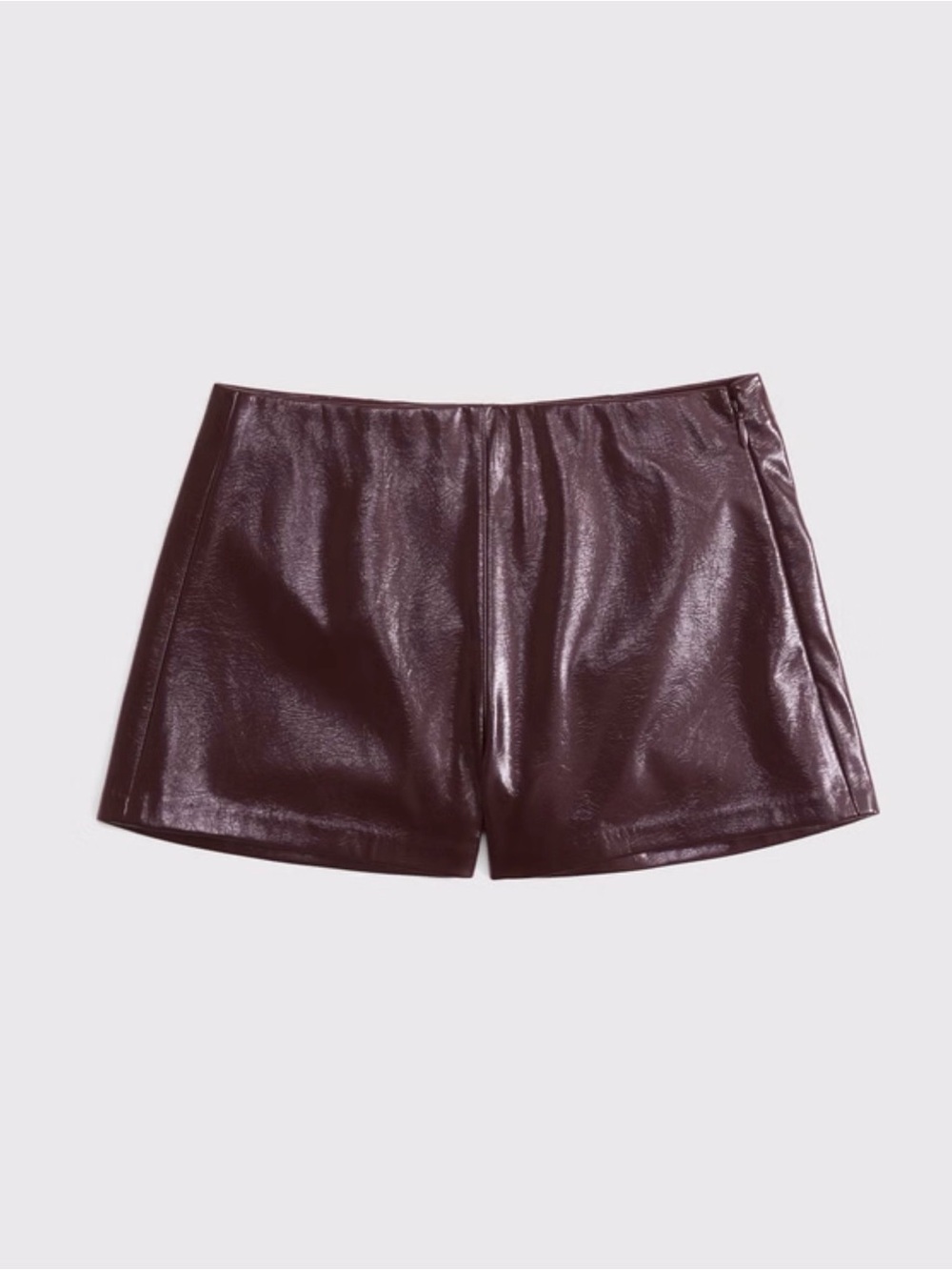 Abercrombie & Fitch Faux Leather High-Waist Shorts in Burgundy